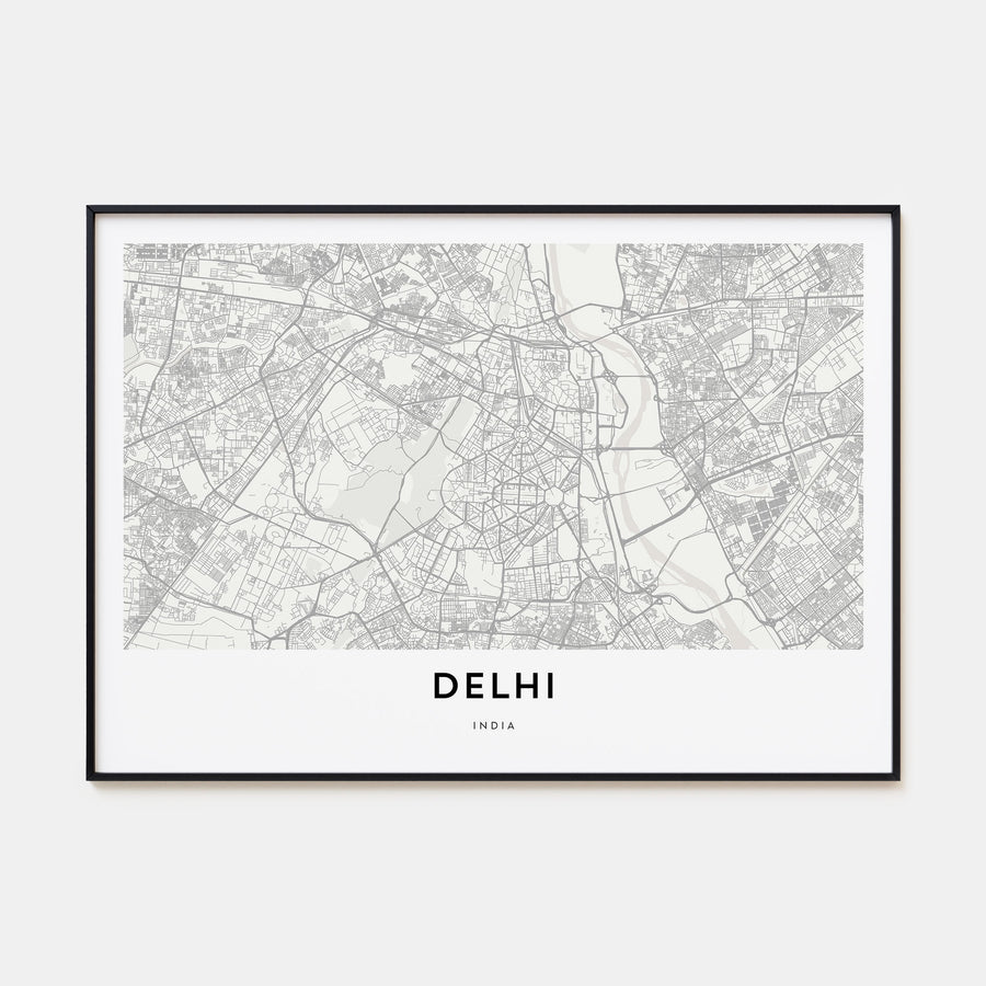 Delhi Map Landscape Poster