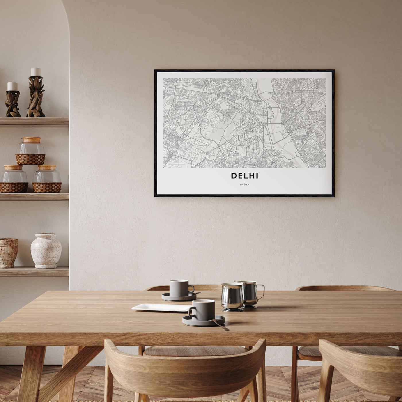 Delhi Map Landscape Poster
