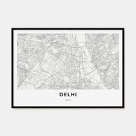Delhi Map Landscape Poster