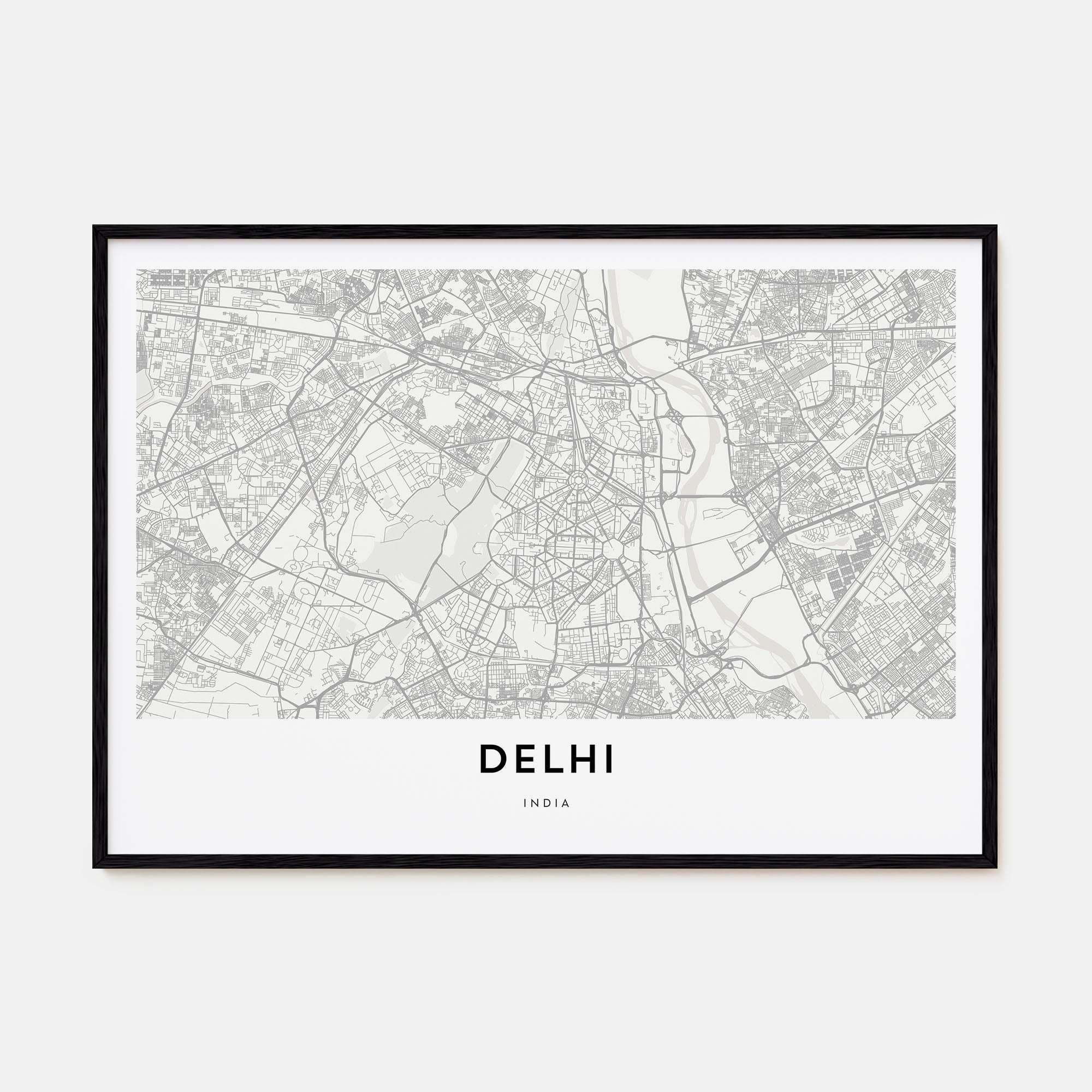 Delhi Map Landscape Poster