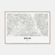 Delhi Map Landscape Poster