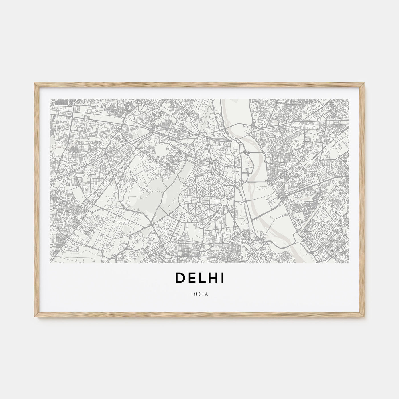 Delhi Map Landscape Poster