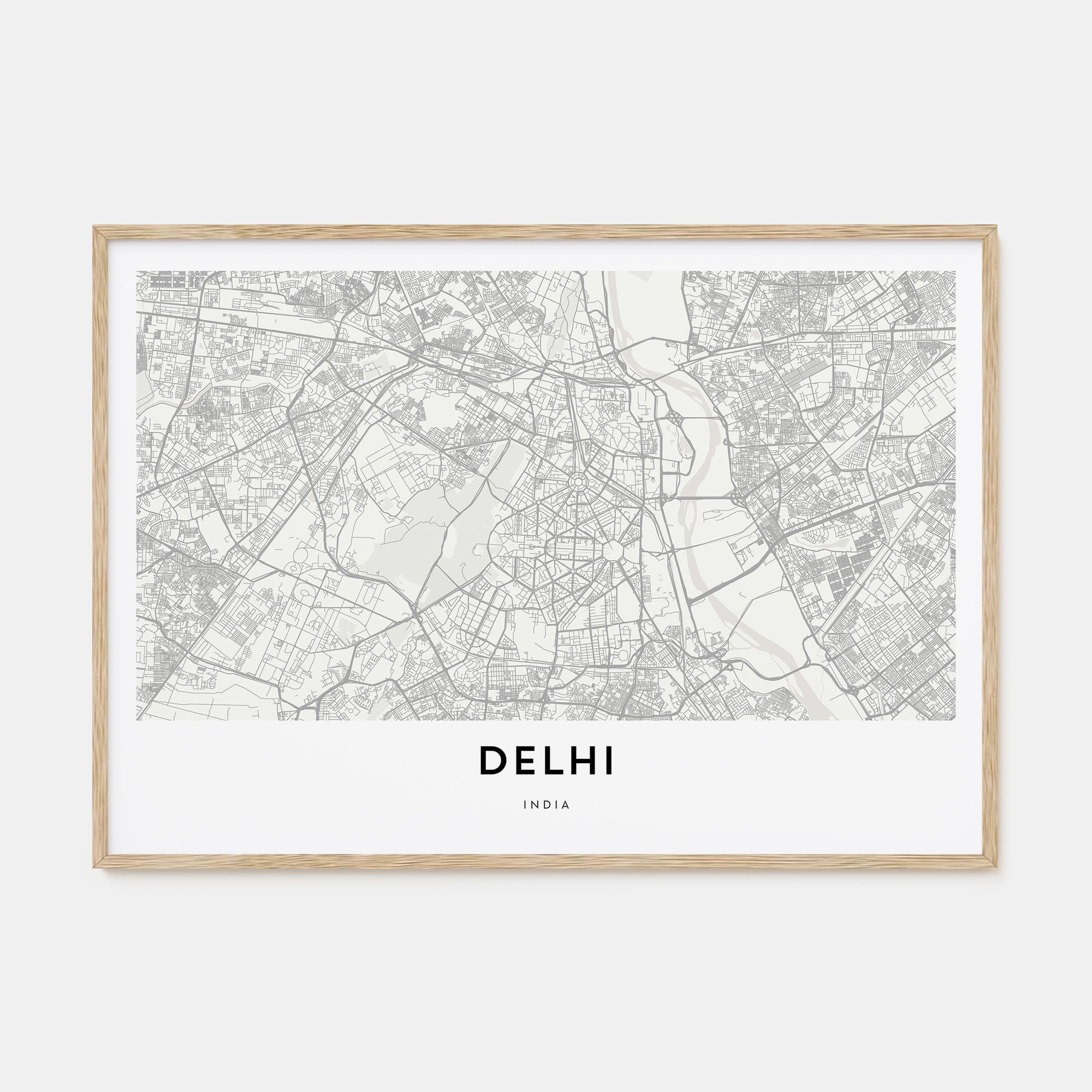 Delhi Map Landscape Poster