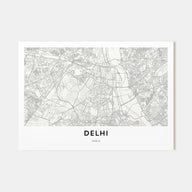 Delhi Map Landscape Poster