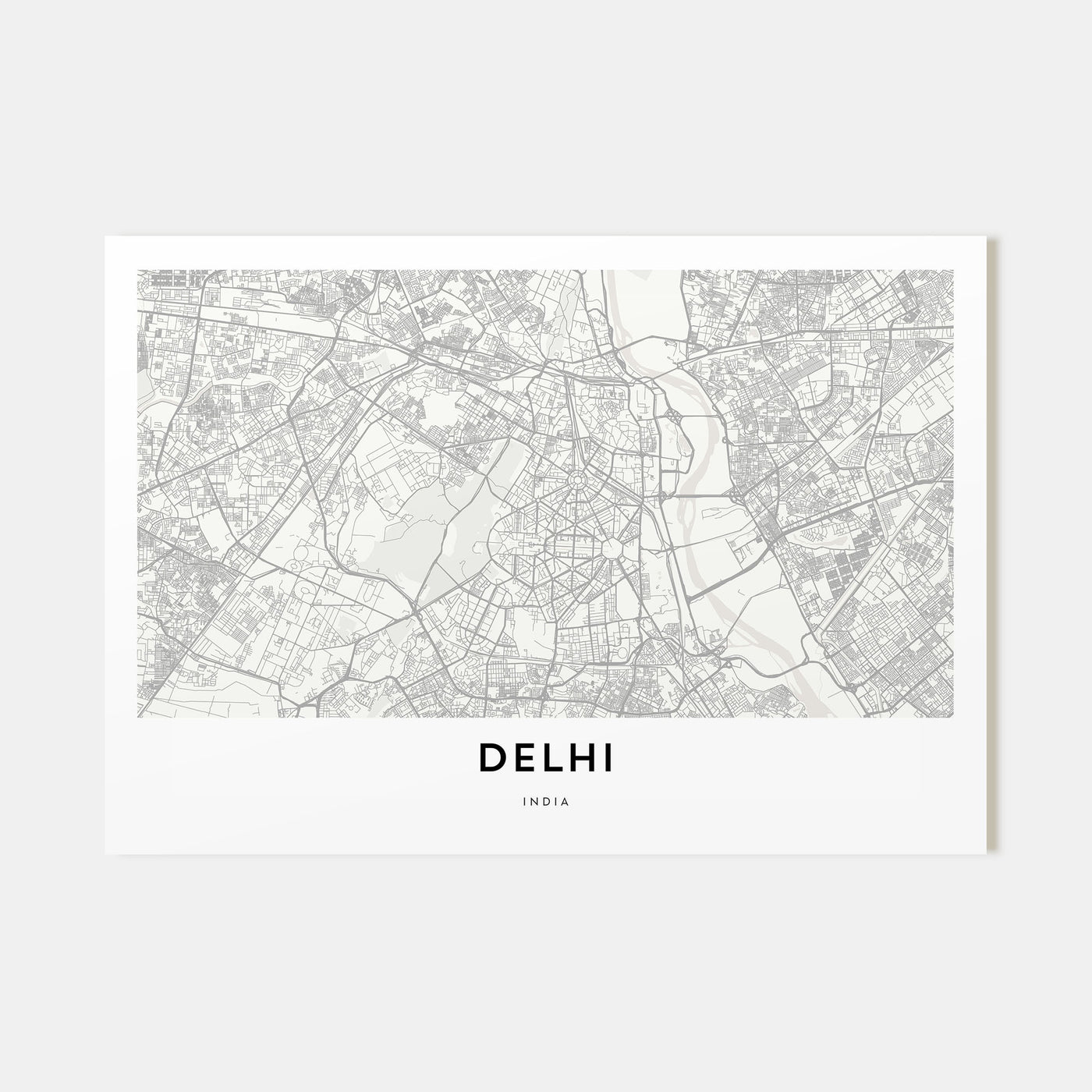 Delhi Map Landscape Poster