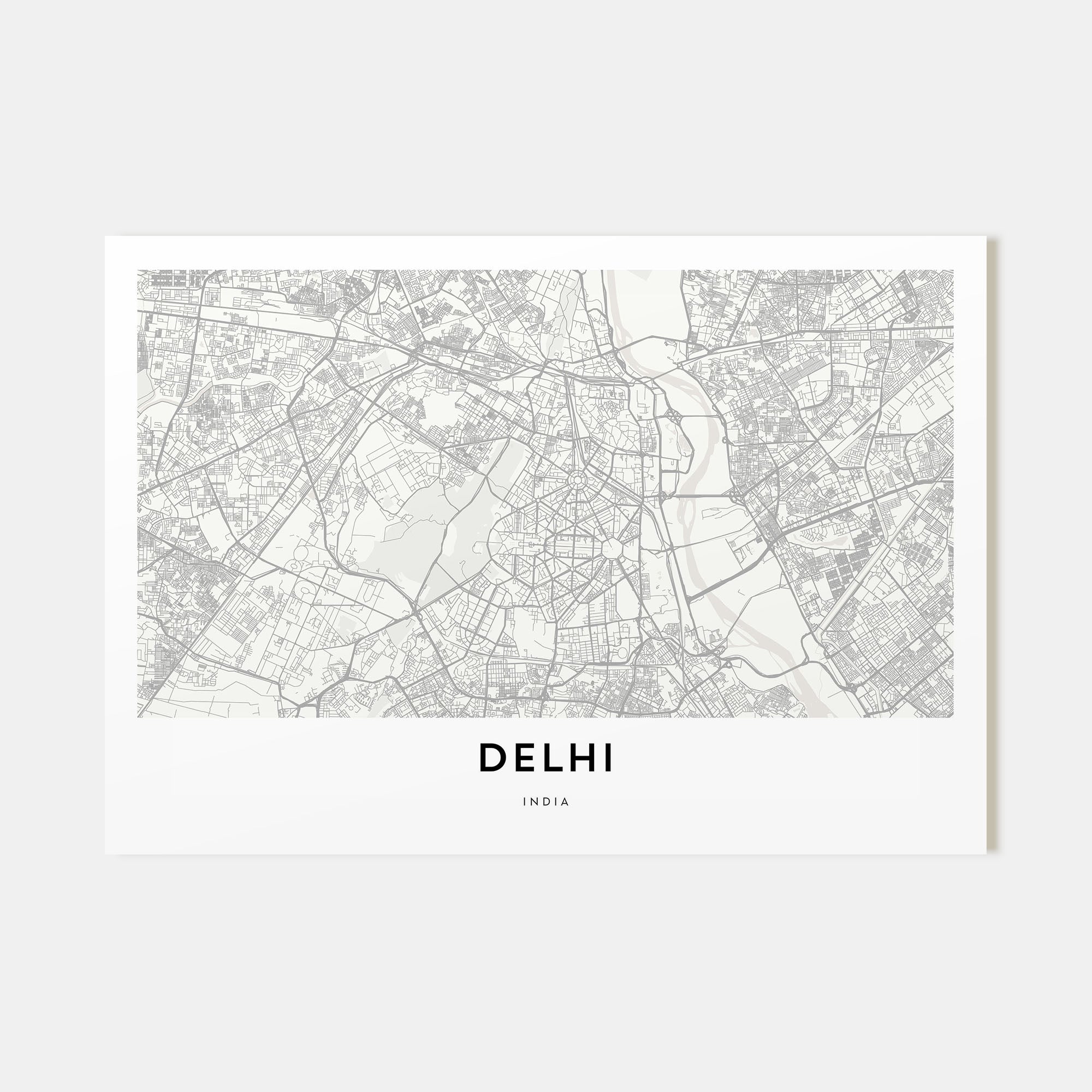 Delhi Map Landscape Poster