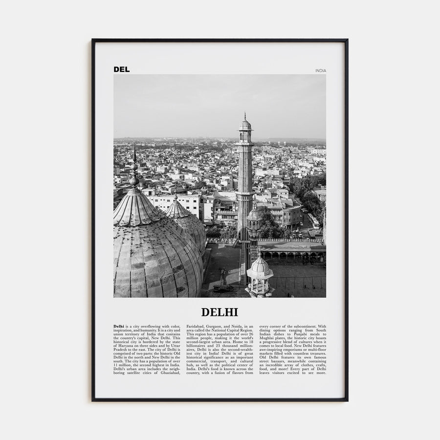 Delhi Travel B&W Poster