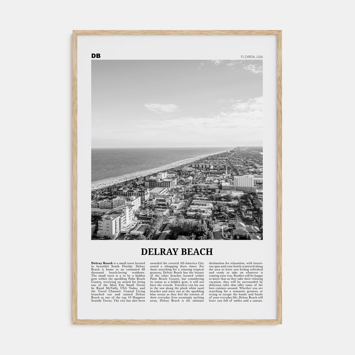 Delray Beach Travel B&W Poster