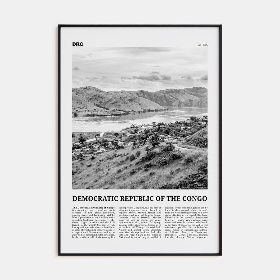 Democratic Republic of the Congo Travel B&W Poster