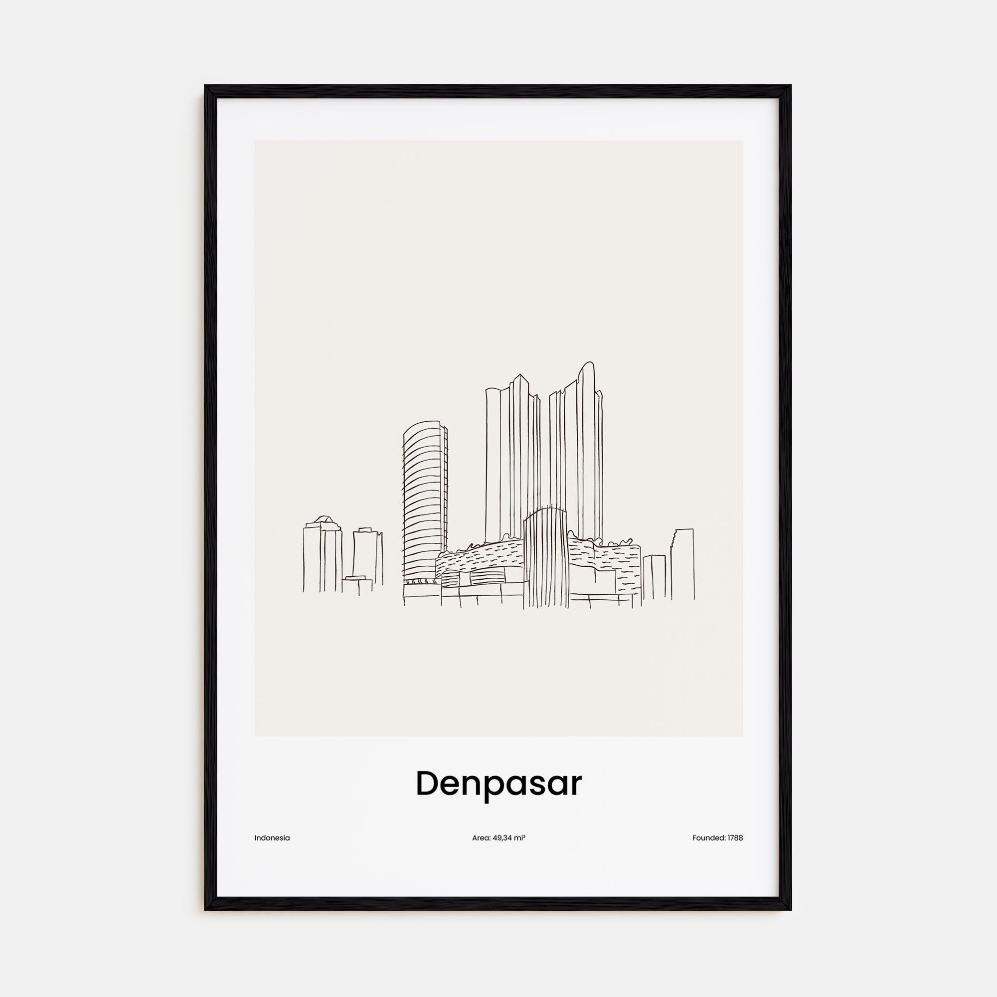 Denpasar Drawn Poster