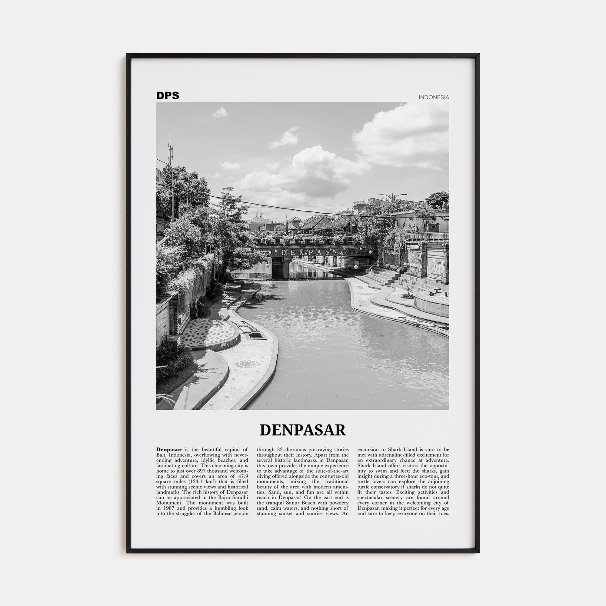 Denpasar Travel B&W Poster