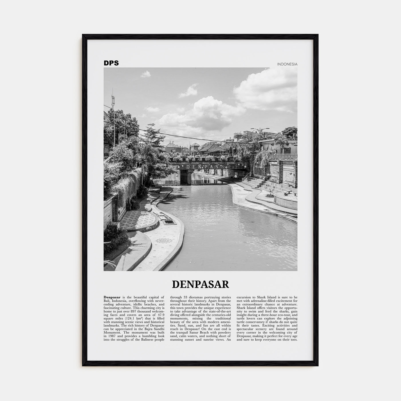 Denpasar Travel B&W Poster
