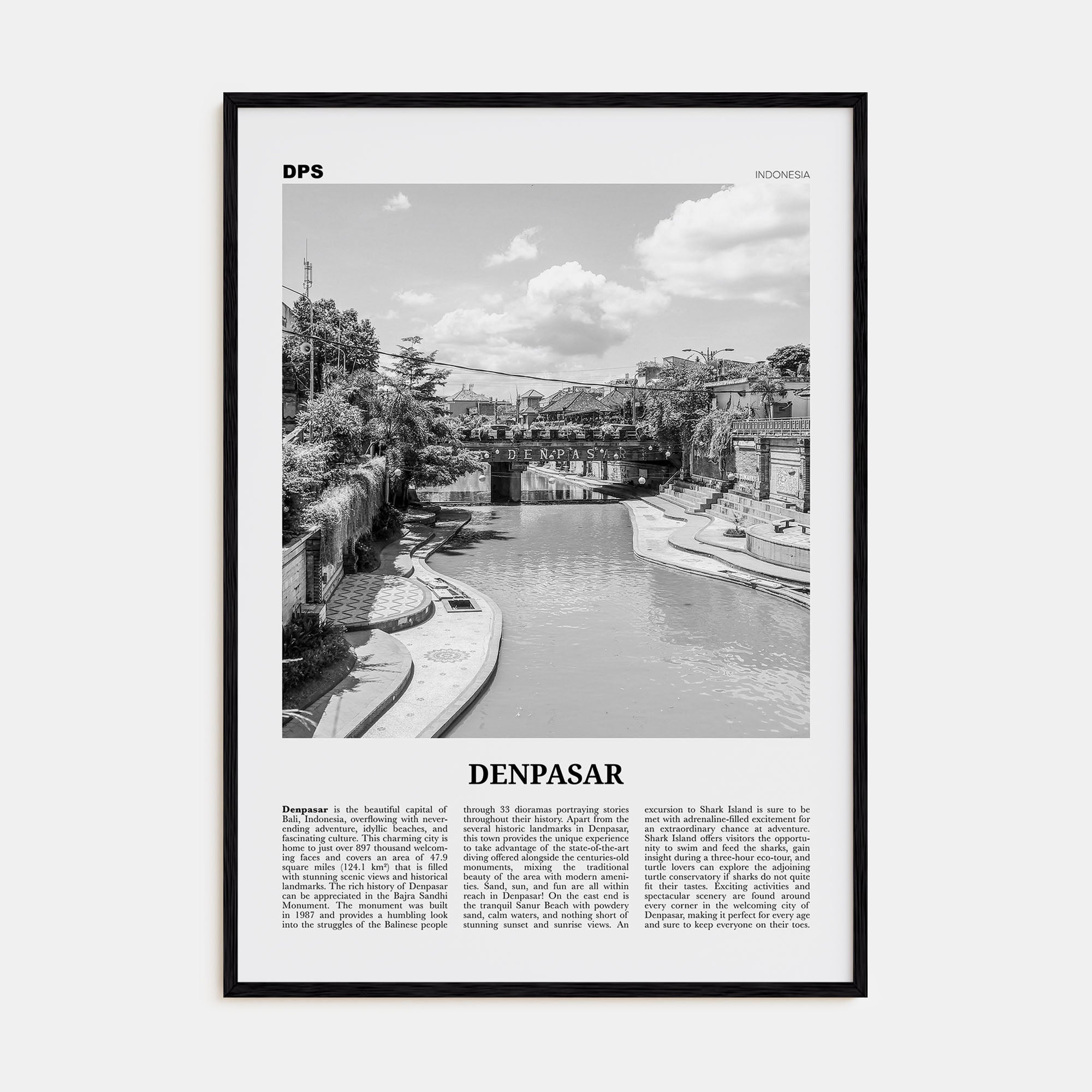Denpasar Travel B&W Poster