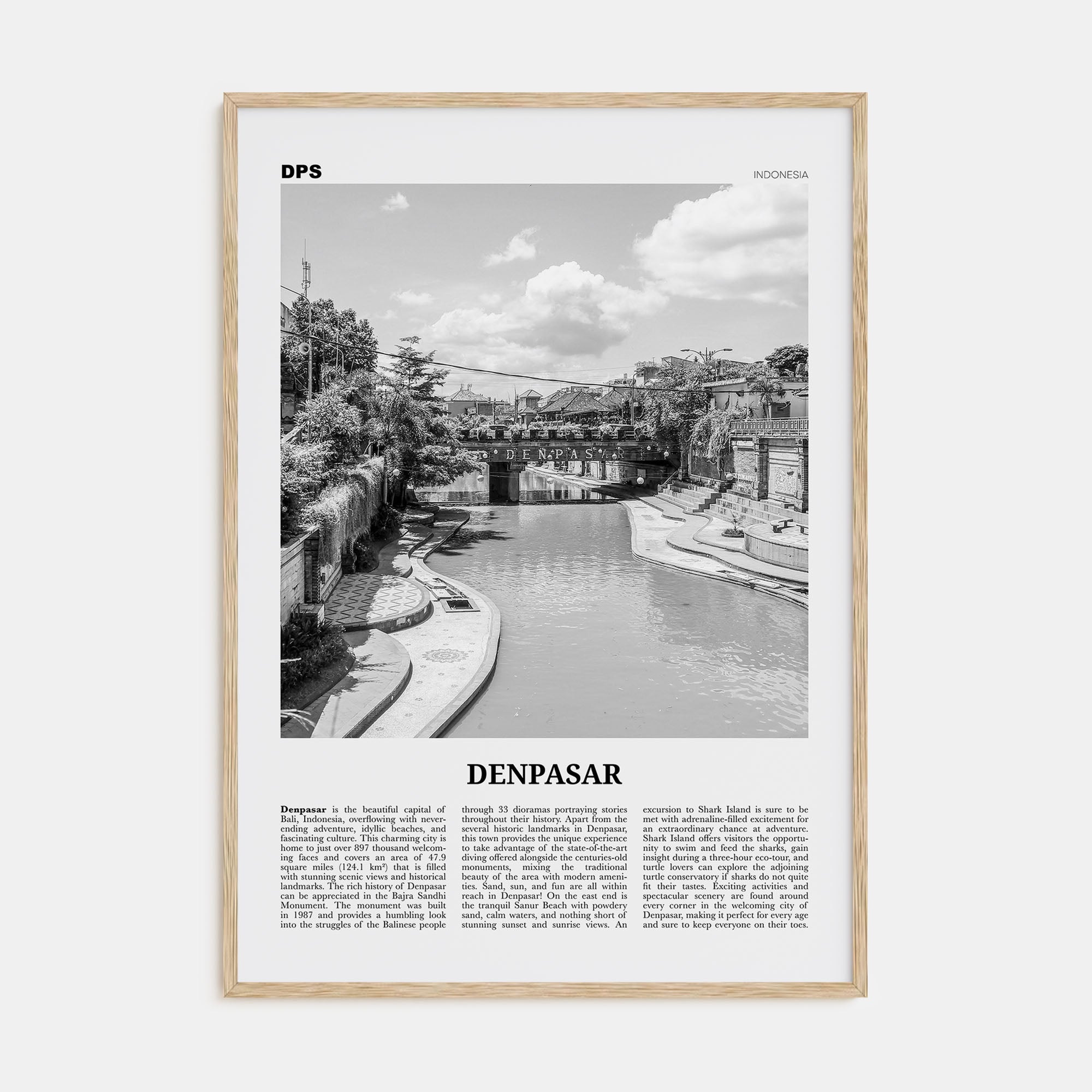 Denpasar Travel B&W Poster