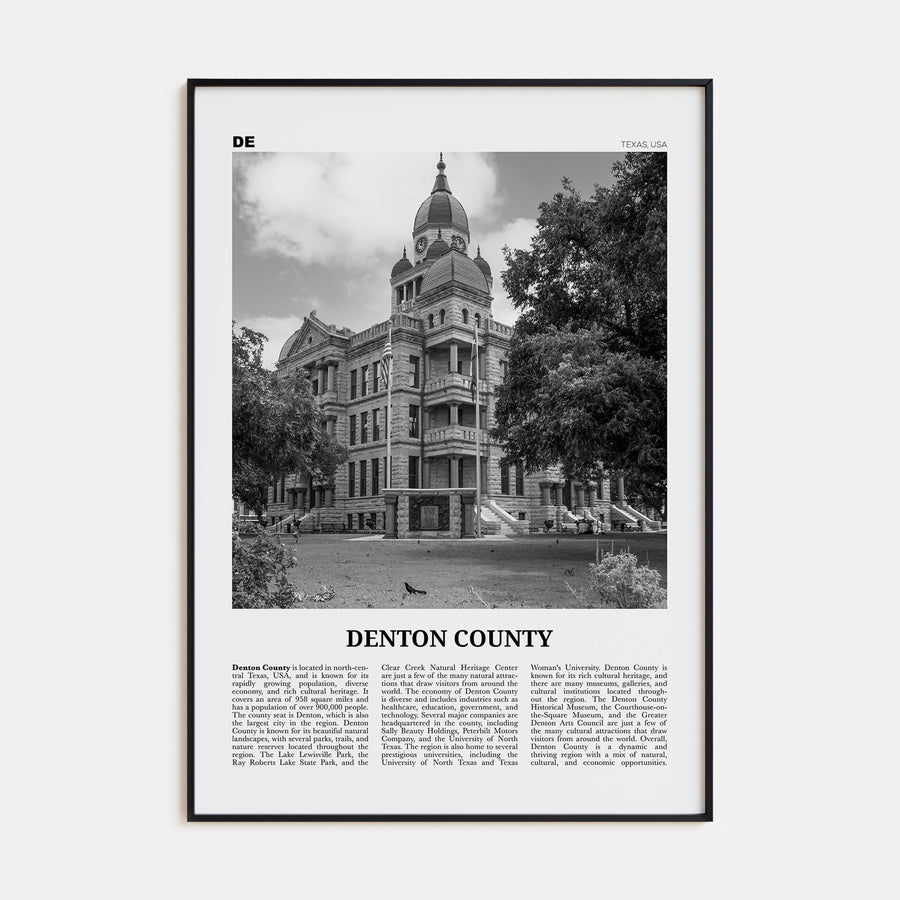 Denton County Travel B&W Poster
