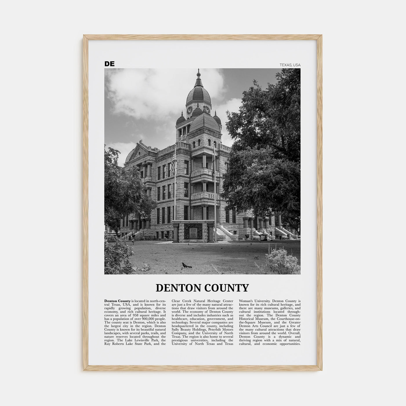 Denton County Travel B&W Poster