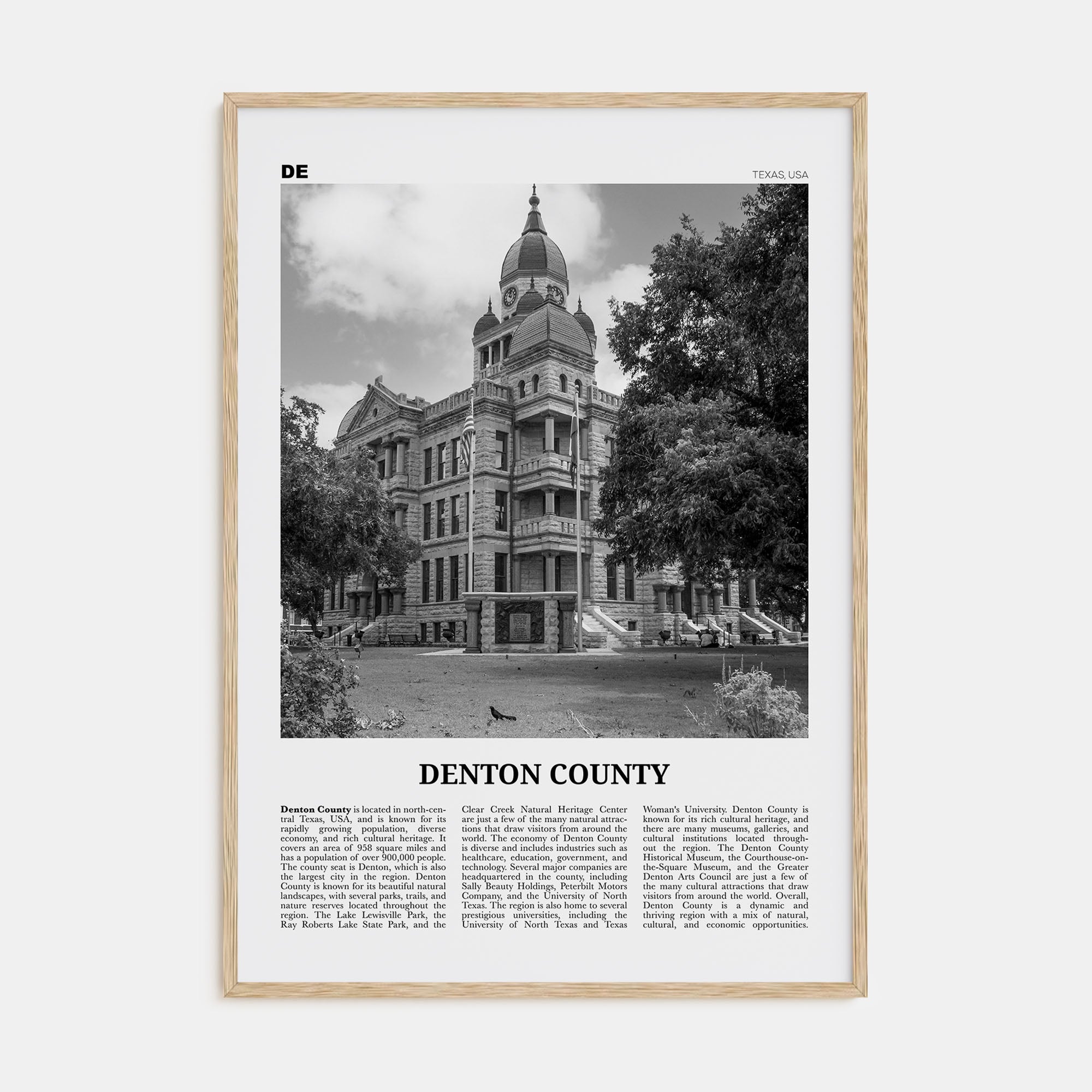 Denton County Travel B&W Poster
