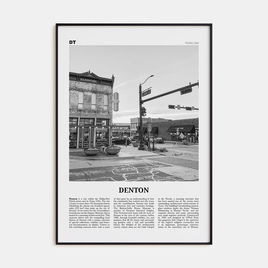 Denton Travel B&W Poster
