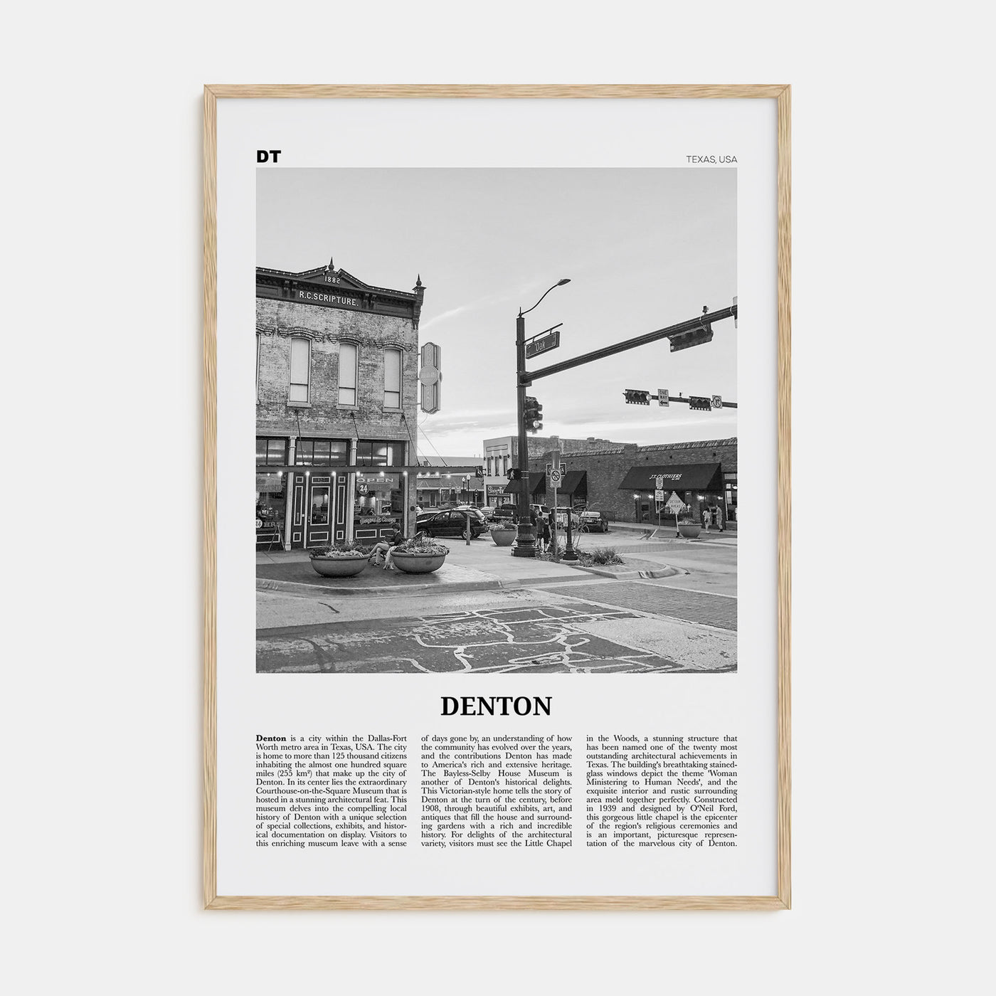 Denton Travel B&W Poster