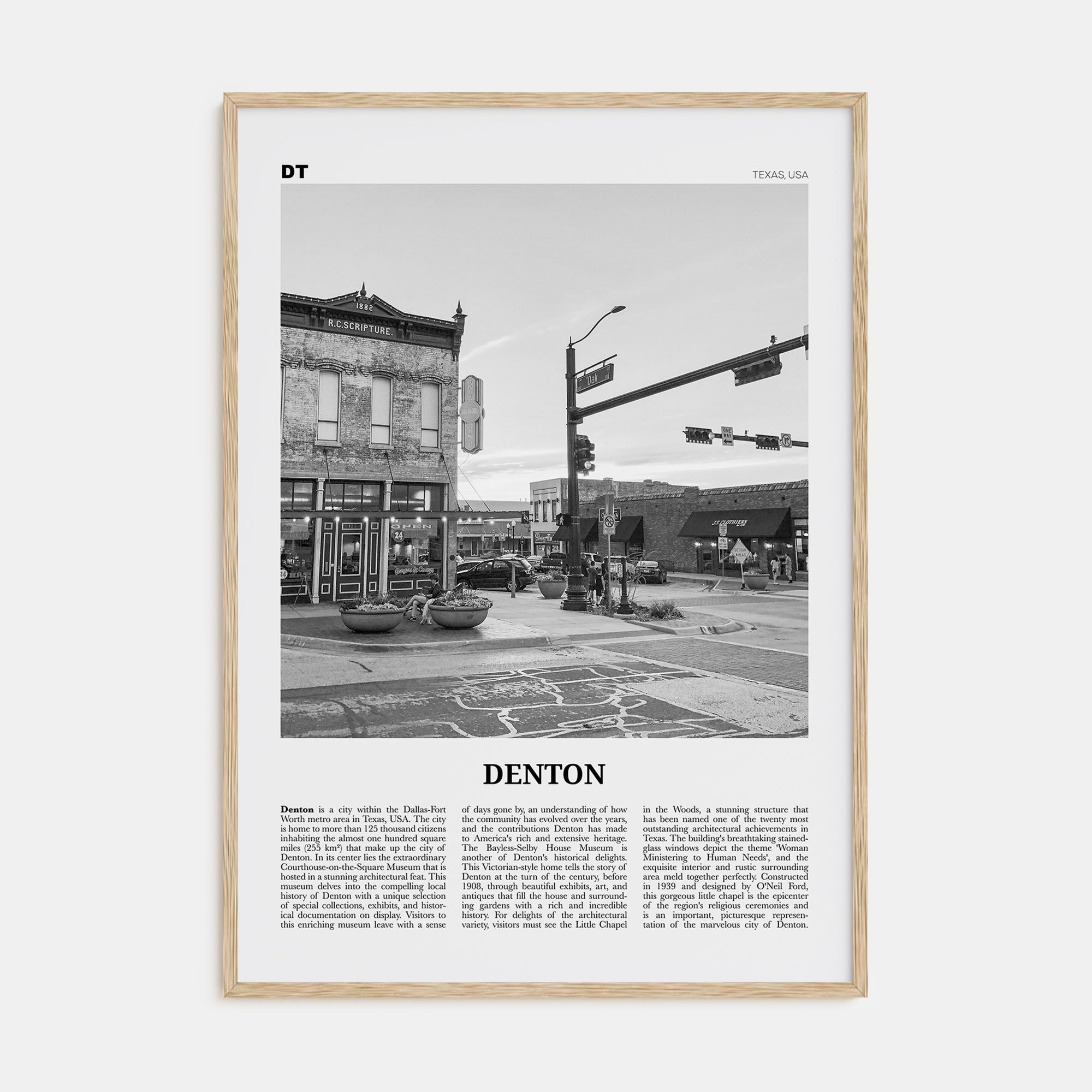 Denton Travel B&W Poster