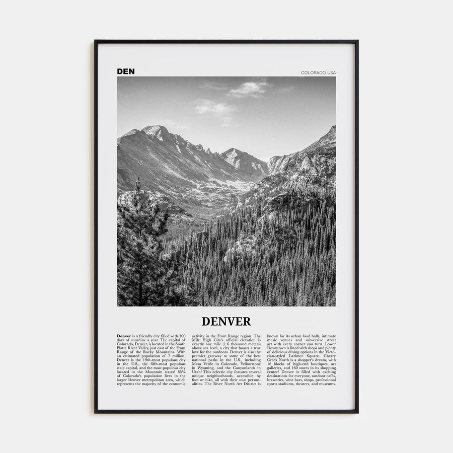 Denver Travel B&W No 1 Poster