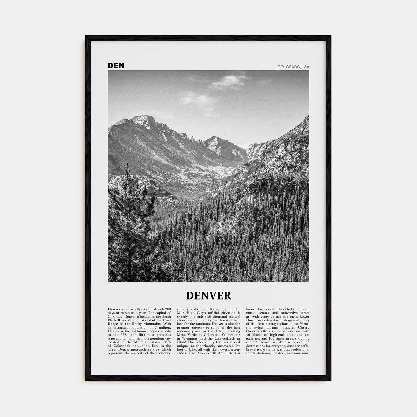 Denver Travel B&W No 1 Poster