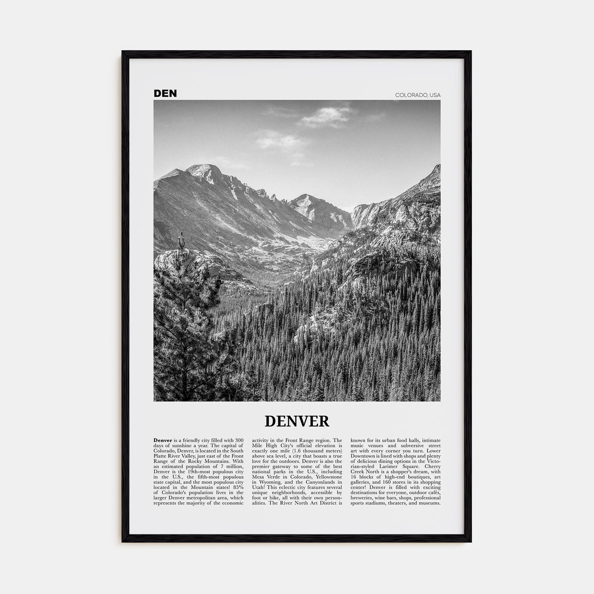 Denver Travel B&W No 1 Poster