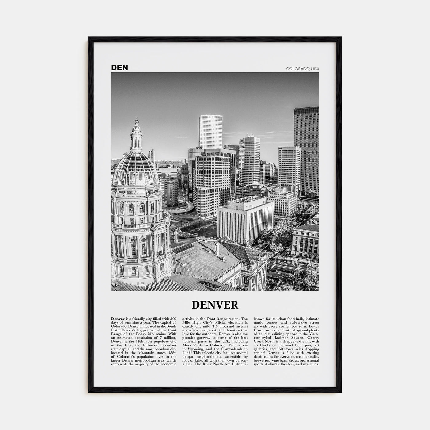 Denver Travel B&W No 2 Poster