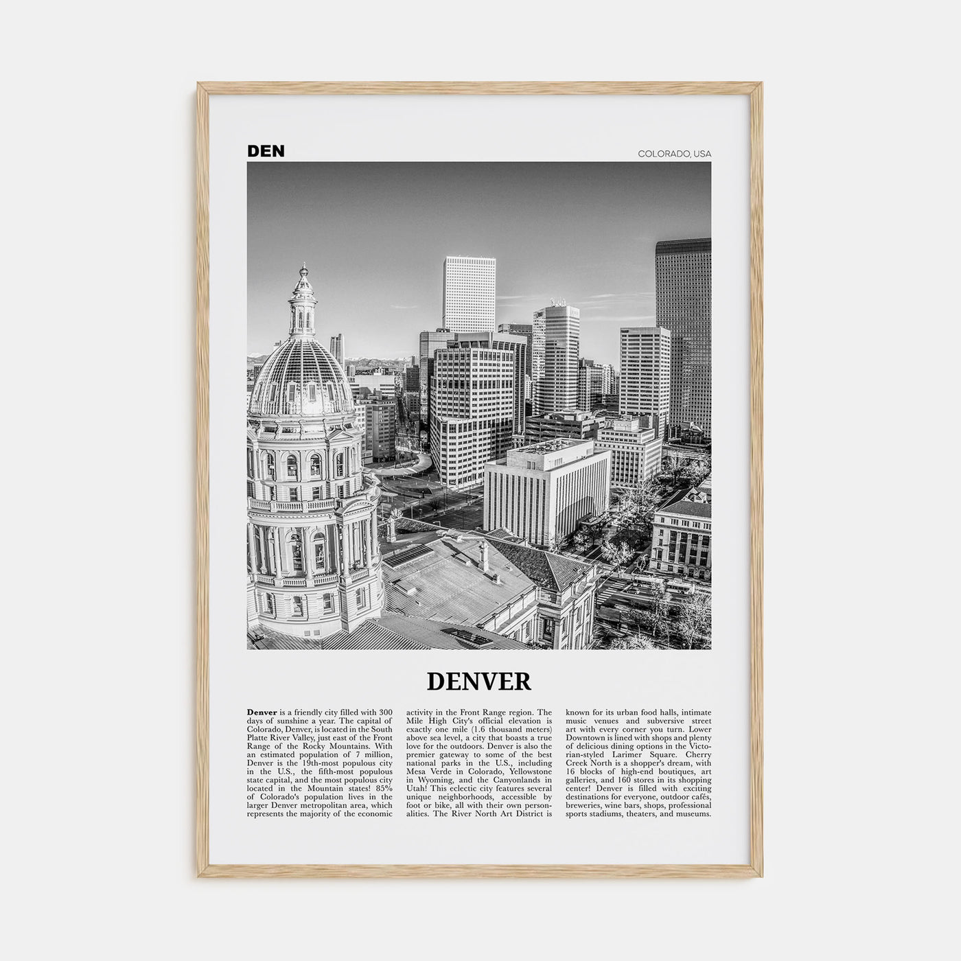 Denver Travel B&W No 2 Poster