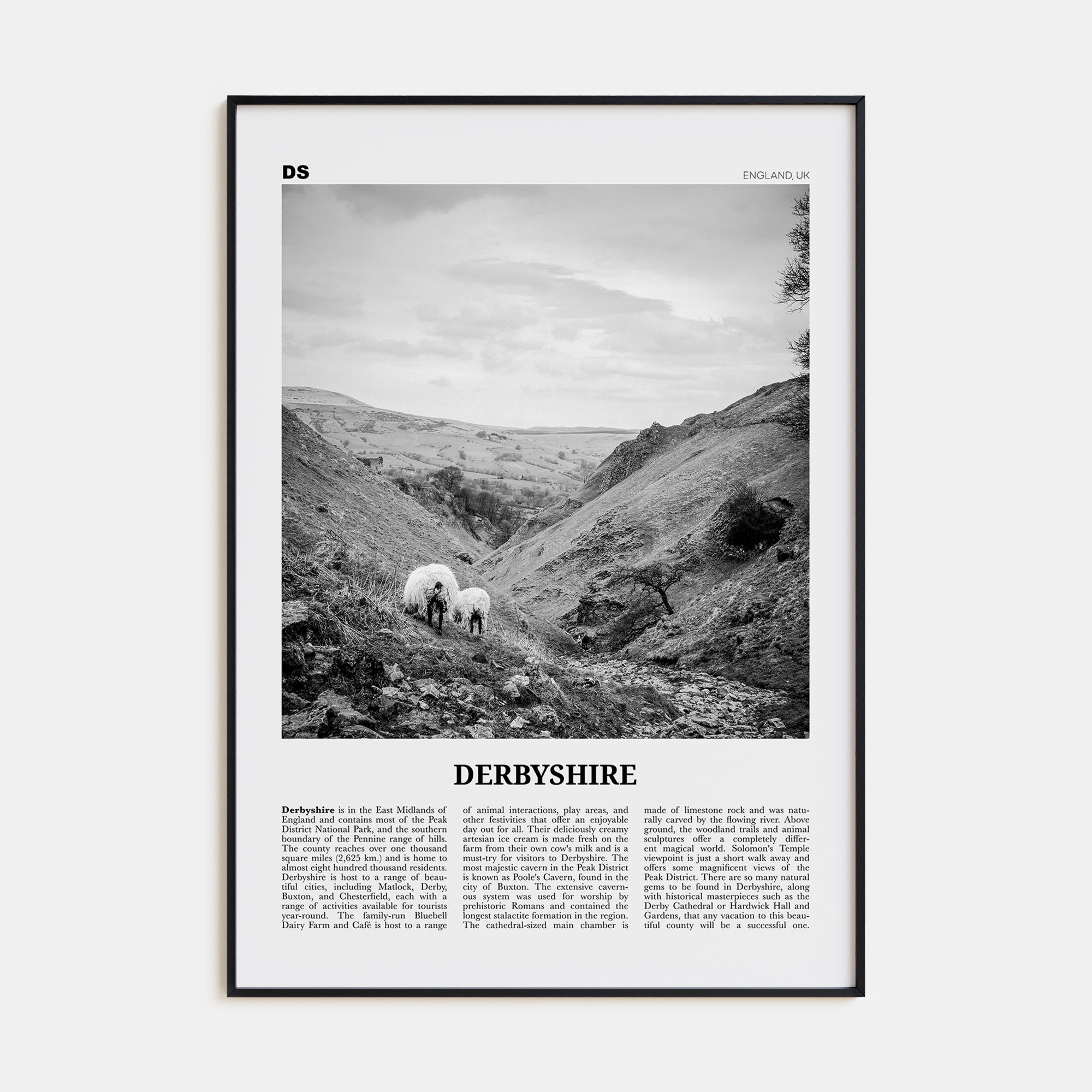 Derbyshire Travel B&W Poster