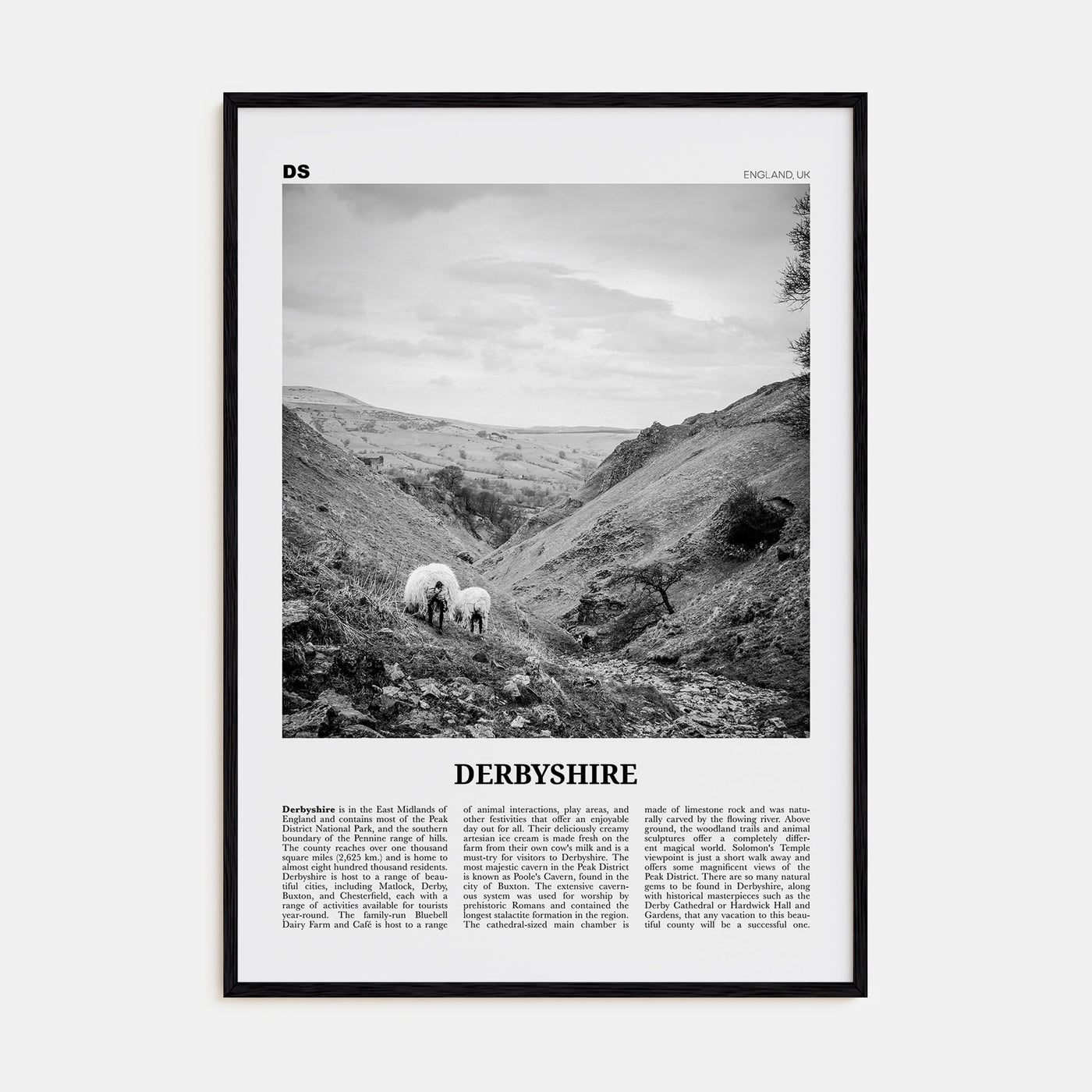 Derbyshire Travel B&W Poster