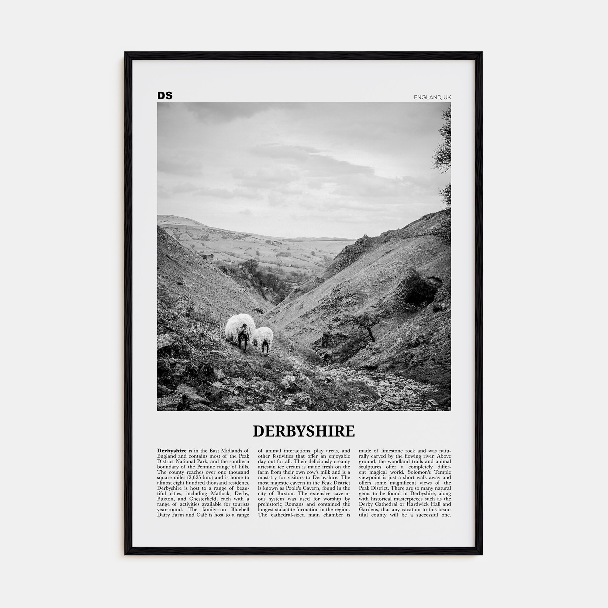 Derbyshire Travel B&W Poster