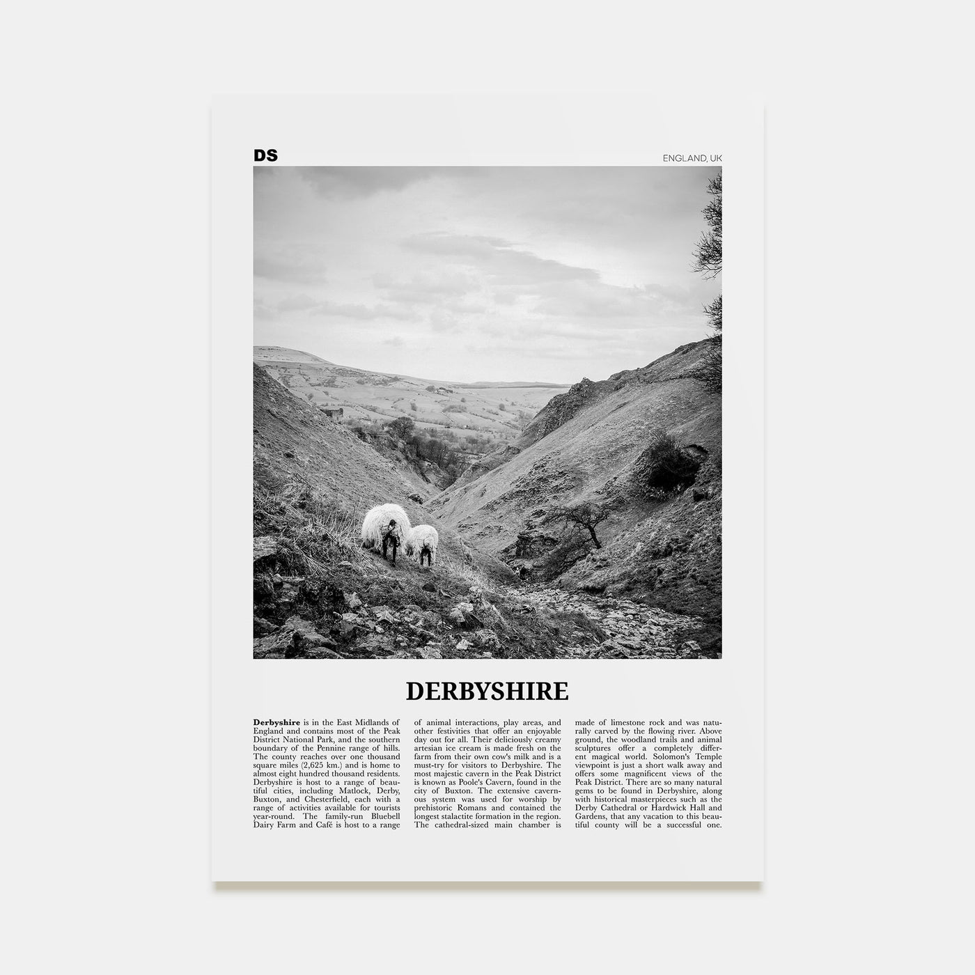 Derbyshire Travel B&W Poster