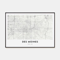 Des Moines Map Landscape Poster