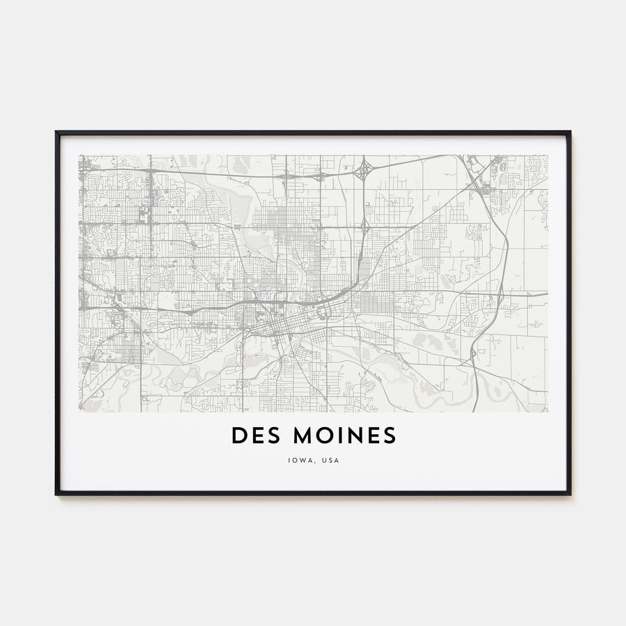 Des Moines Map Landscape Poster