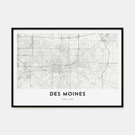 Des Moines Map Landscape Poster