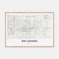 Des Moines Map Landscape Poster