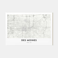 Des Moines Map Landscape Poster