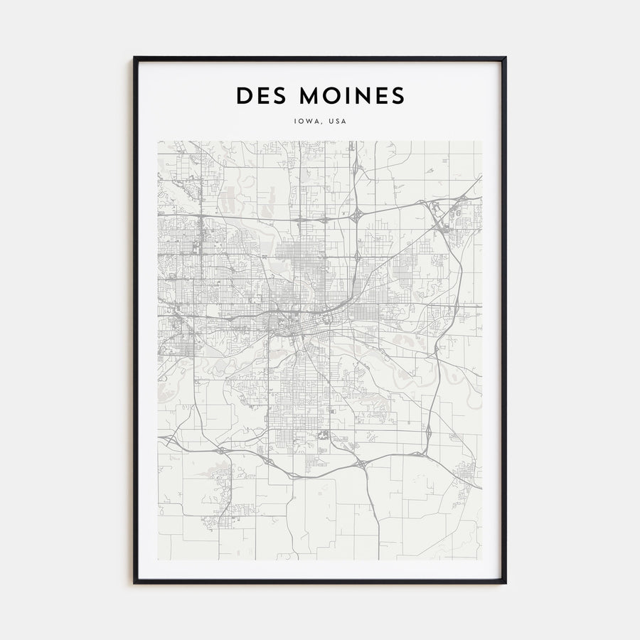 Des Moines Map Portrait Poster