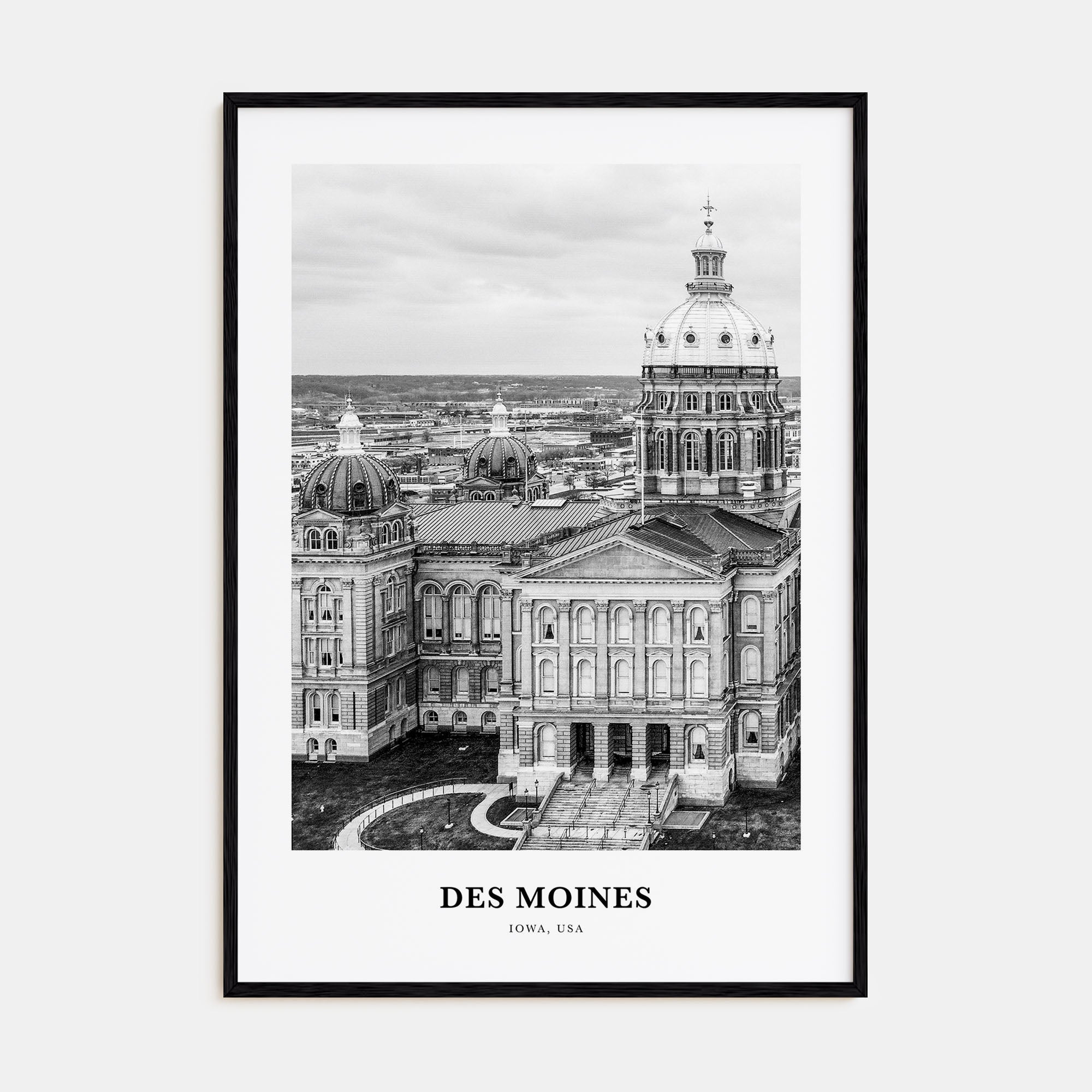 Des Moines Portrait B&W No 2 Poster