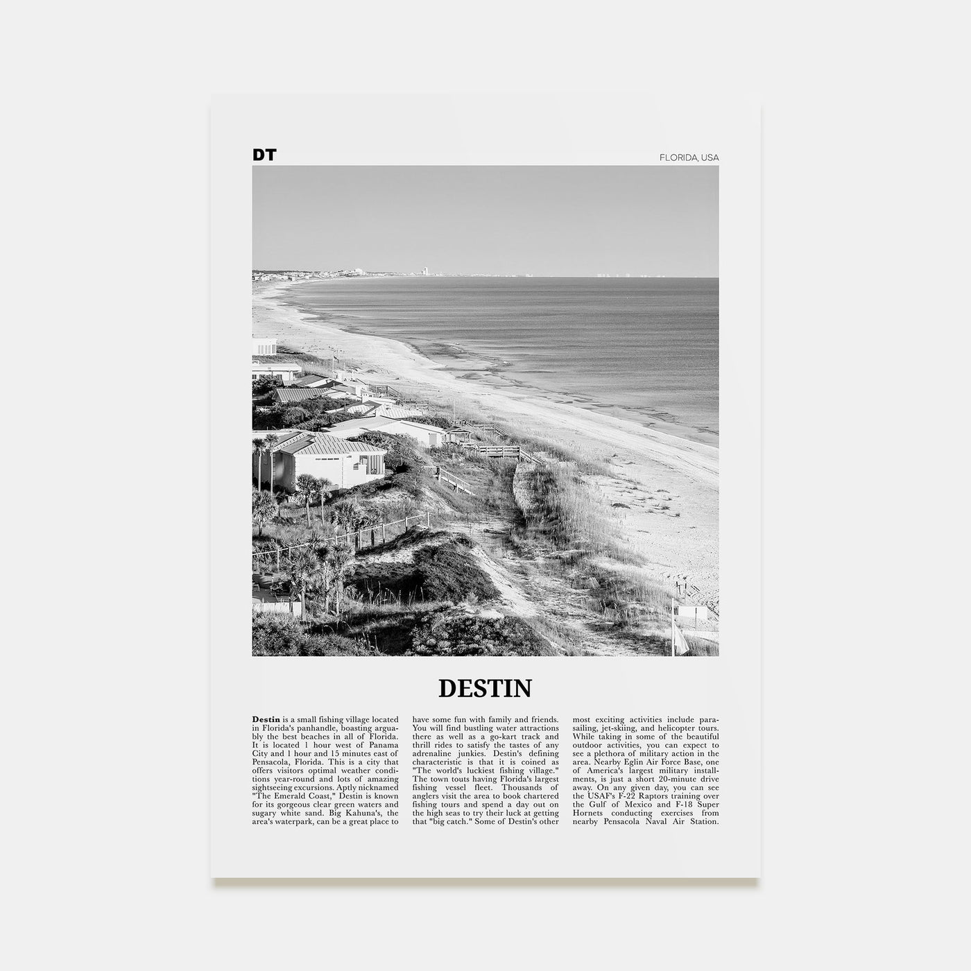 Destin Travel B&W No 1 Poster