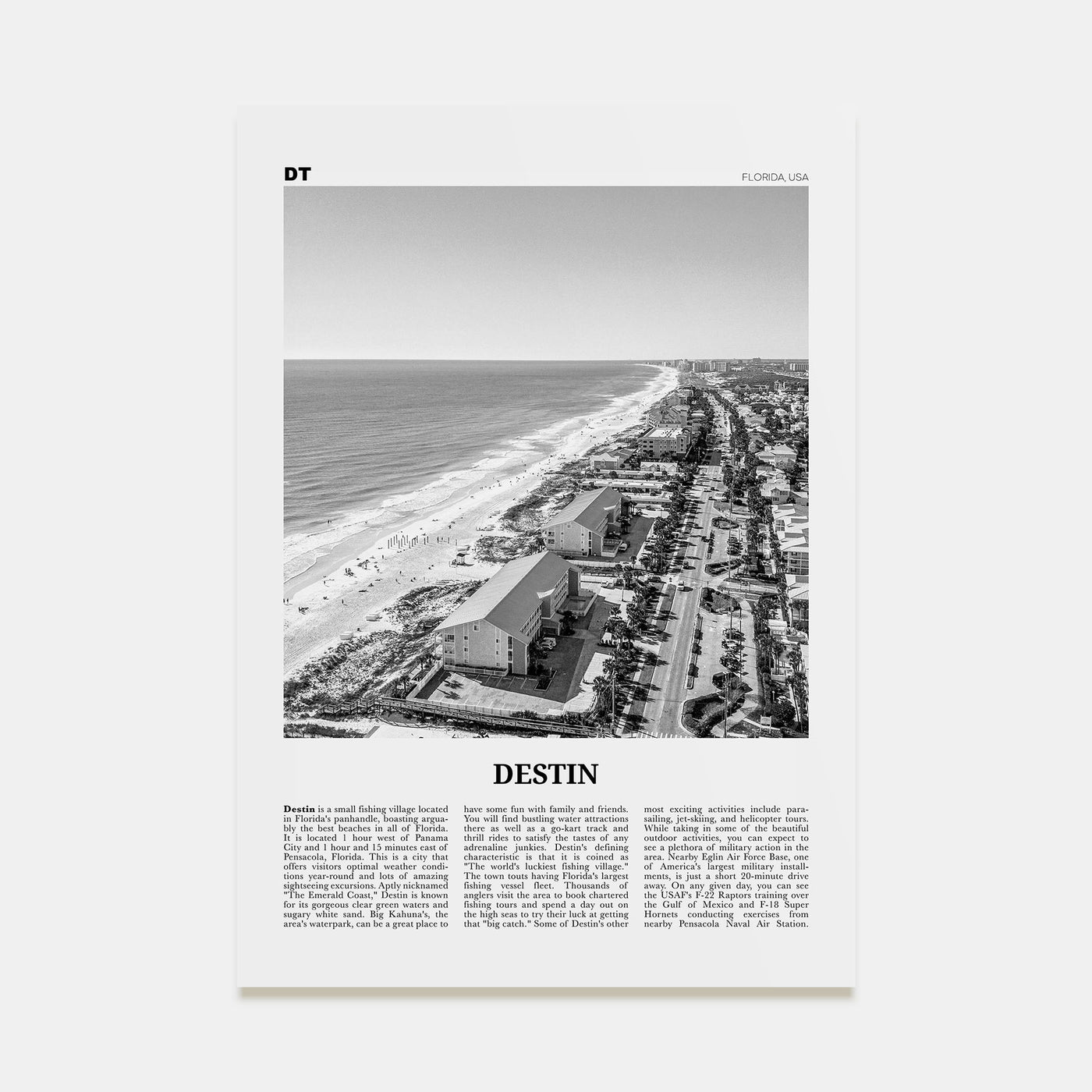 Destin Travel B&W No 2 Poster