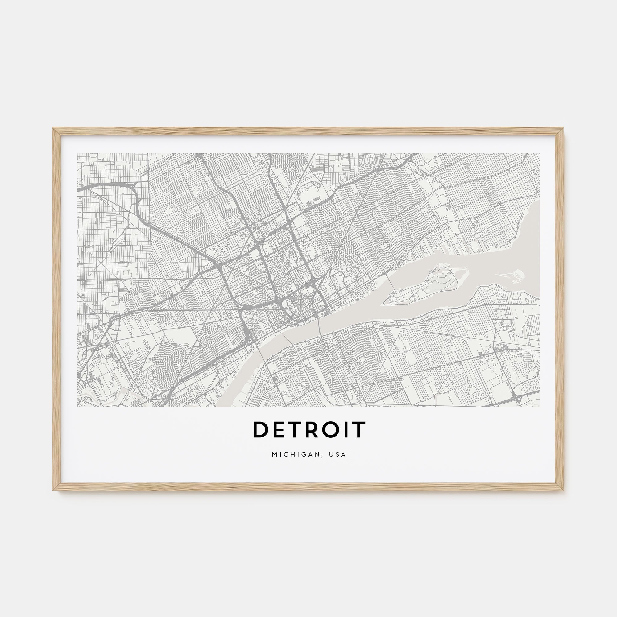 Detroit Map Landscape Poster