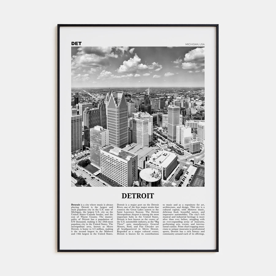 Detroit Travel B&W No 1 Poster