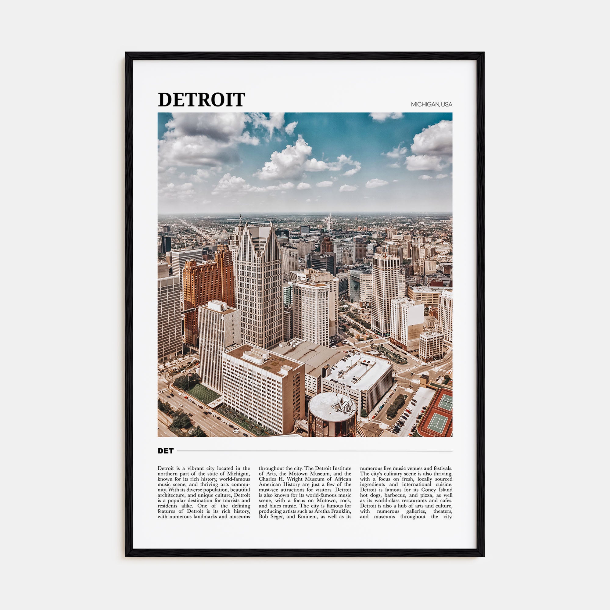 Detroit Travel Color Poster