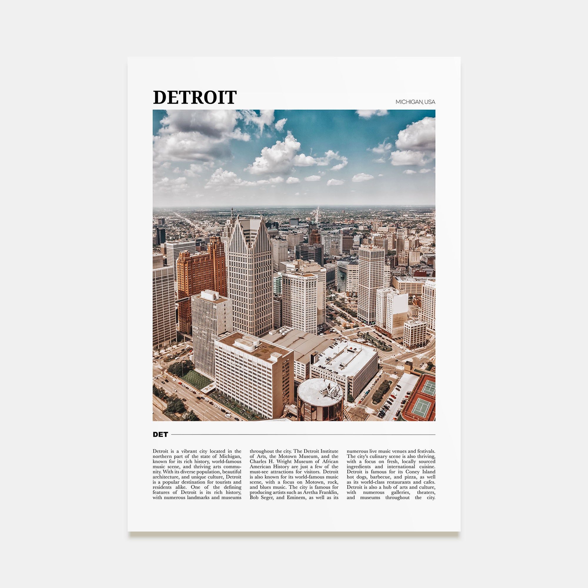 Detroit Travel Color Poster