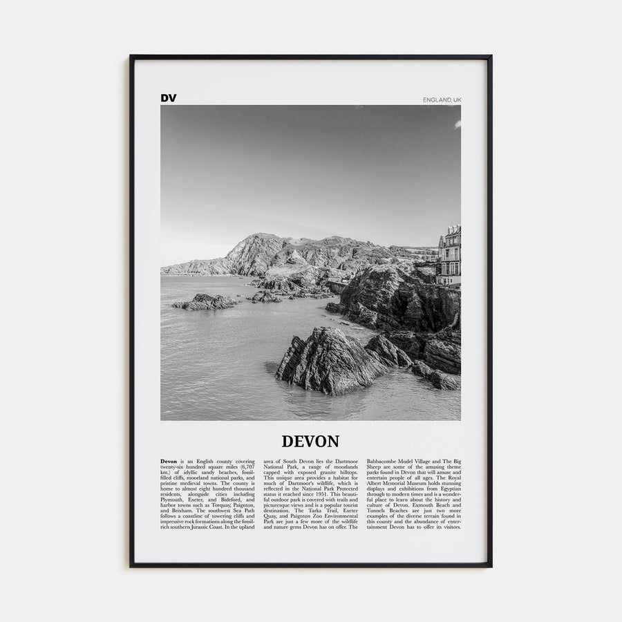 Devon Travel B&W Poster