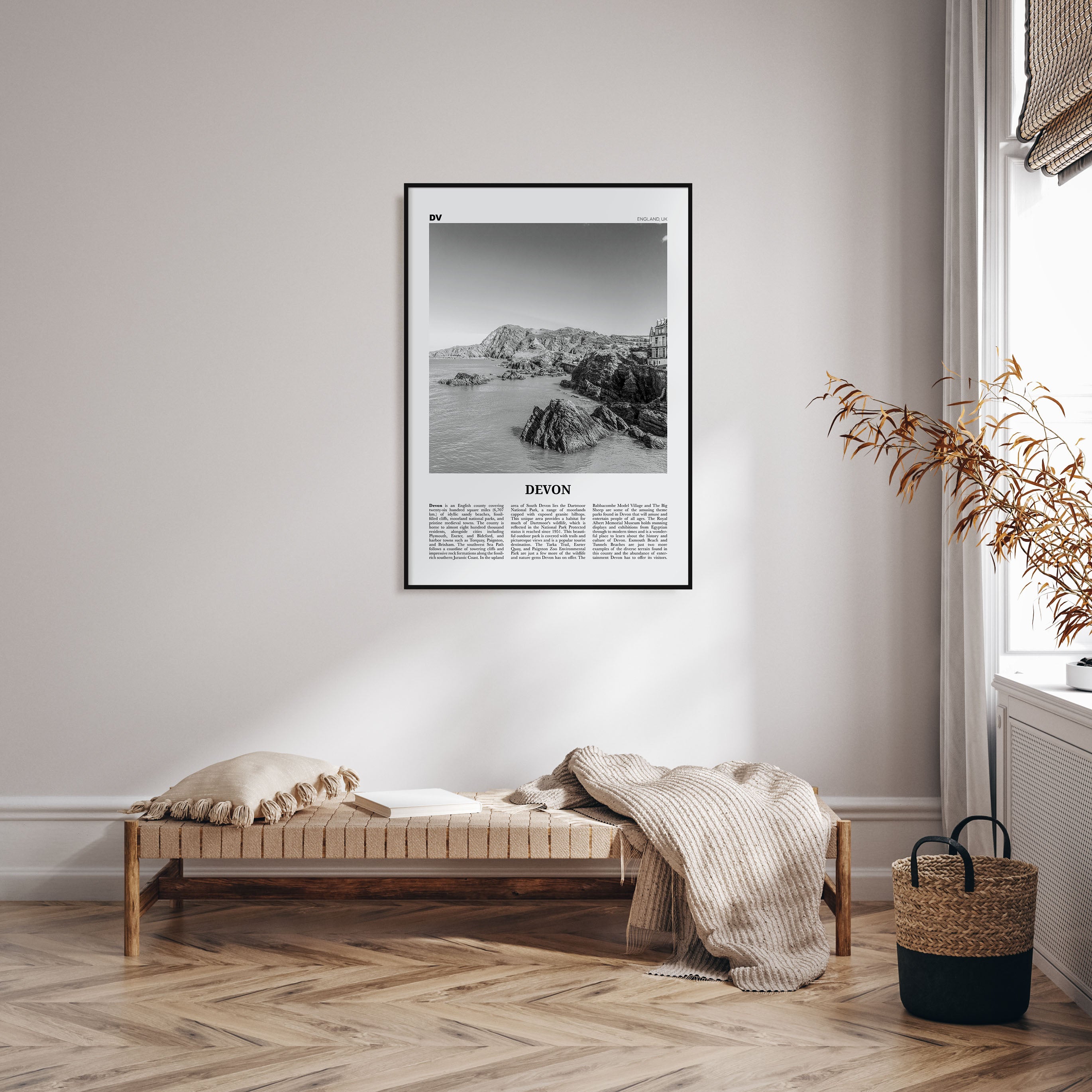 Devon Travel B&W Poster