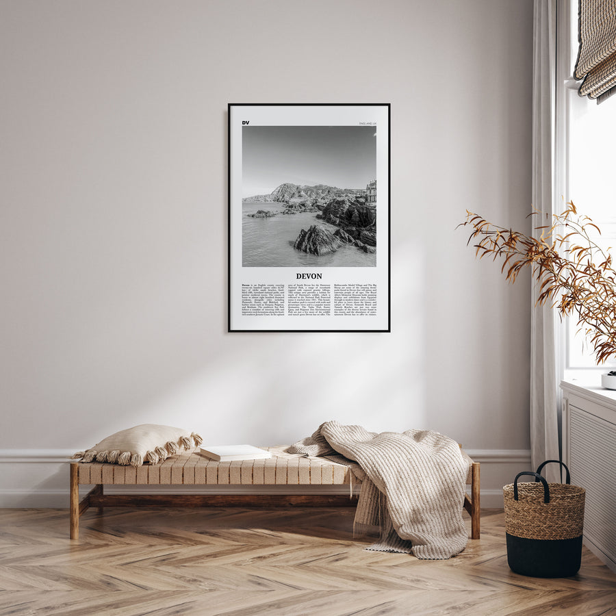 Devon Travel B&W Poster