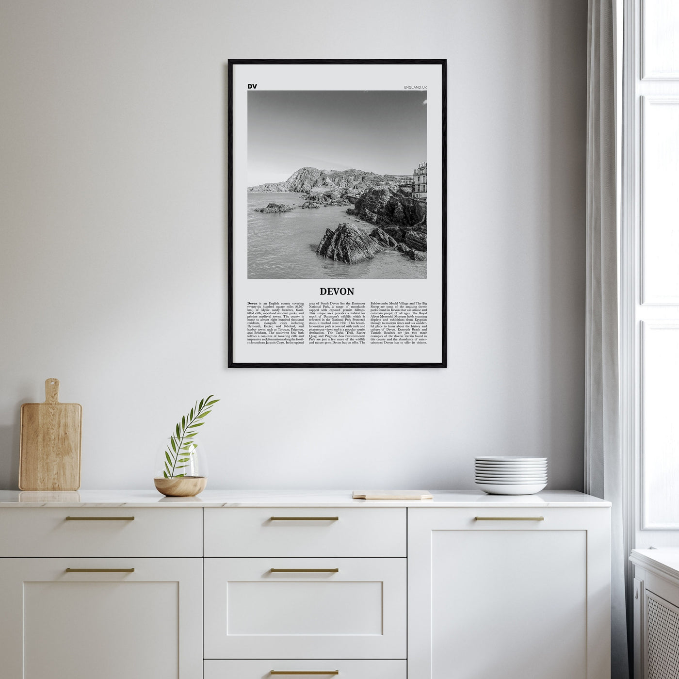Devon Travel B&W Poster
